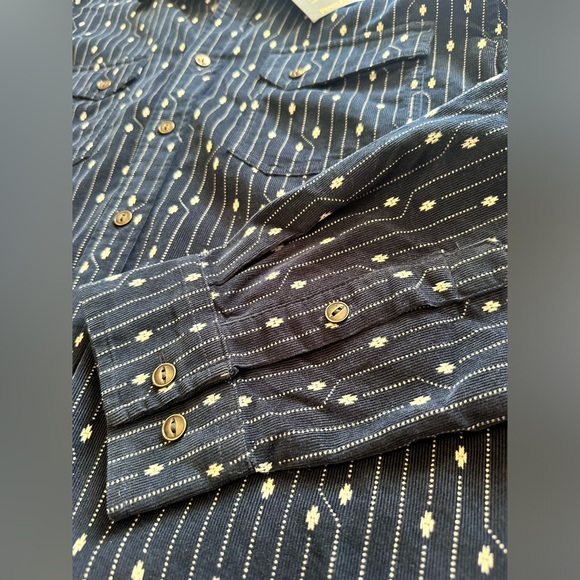 Pendleton Men’s Corduroy Long Sleeve Navy Blue Western Snap Shirt - Size Large - Picture 11 of 15